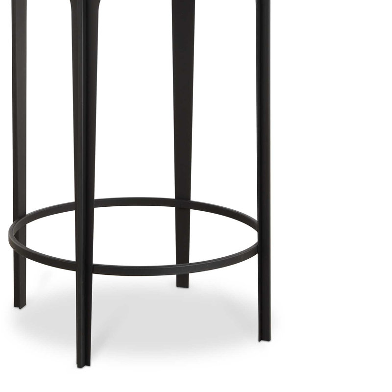 Table d'appoint Pery, plateau rond en miroir 16 po, cadre noir mat