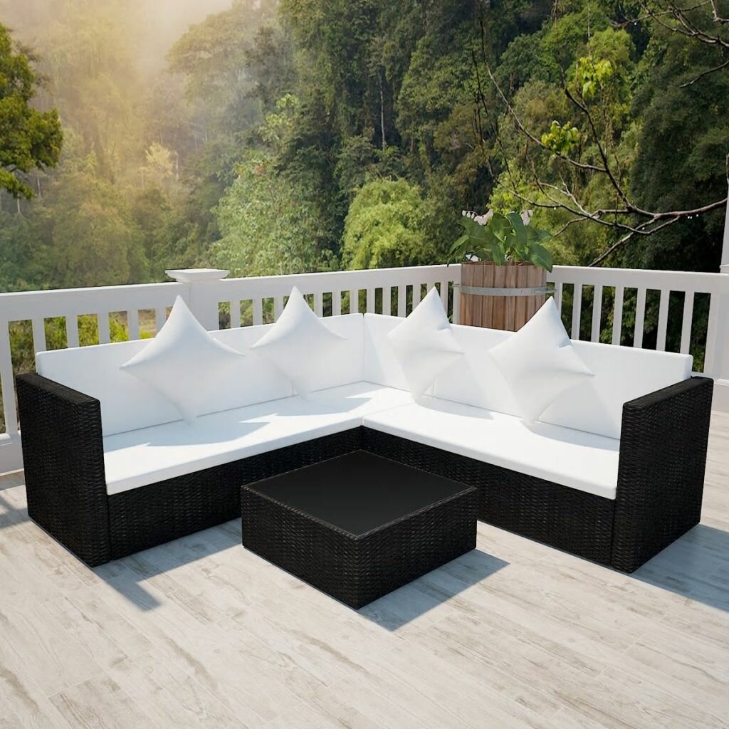 5-Sitzer Lounge-Set Genesee aus Polyrattan mit Polster