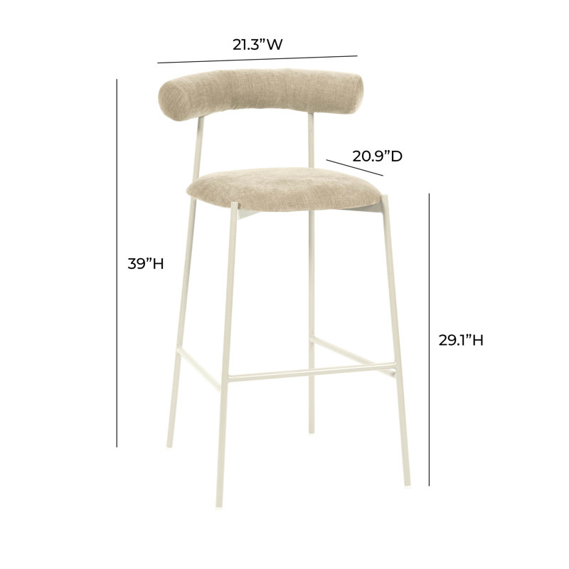 Geraldina Velvet Bar & Counter Stool, Bar Stool (29.1” Seat Height), Taupe