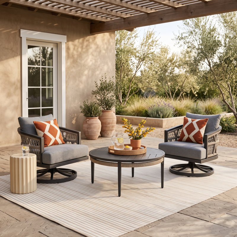 Evalyn 2 - Person Patio Conversation Set with Cushions