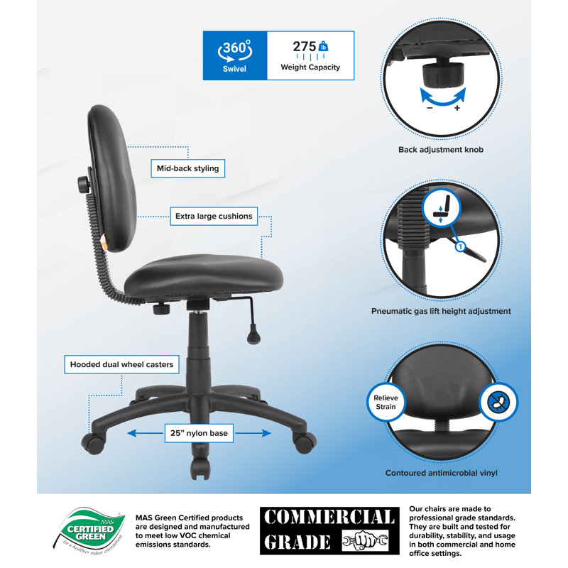 Task Chair, Not Included, Black Caressoft