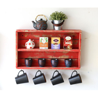 Belanger 2 Piece Solid Wood Tiered Shelf with Hooks