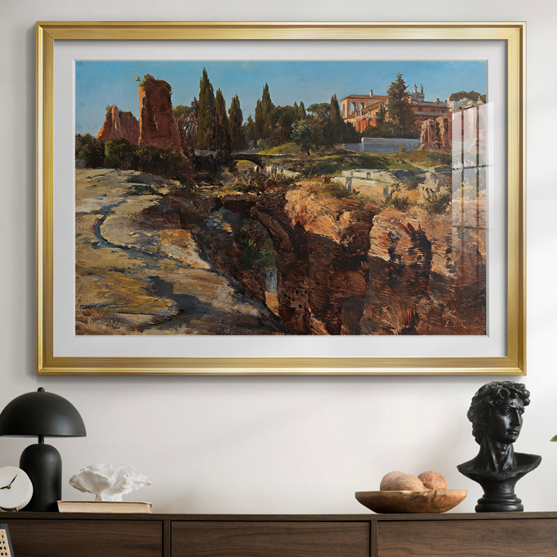 Ruines romaines - Edward Theodore Compton - reproduction encadrée avec passe-partout et verre Fin du 19e siècle / début du 20e siècle