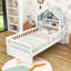 Lit en forme de maison de rêve avec structure de style toit et tablette de rangement-312608913-312608915