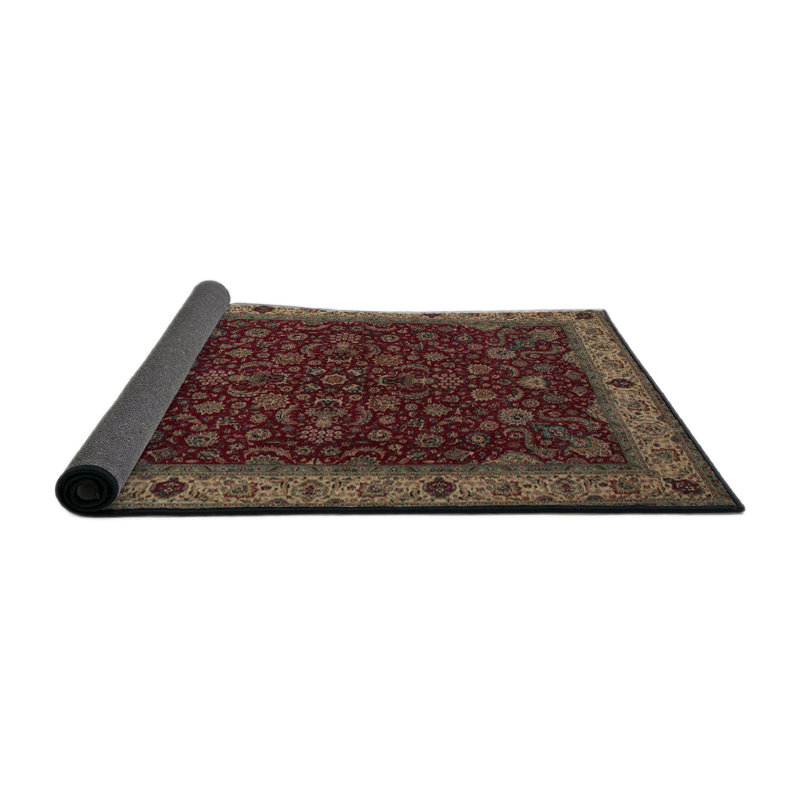 Tapis gris/rouge/beige traditionnel, Rectangle 5 pi x 7 pi