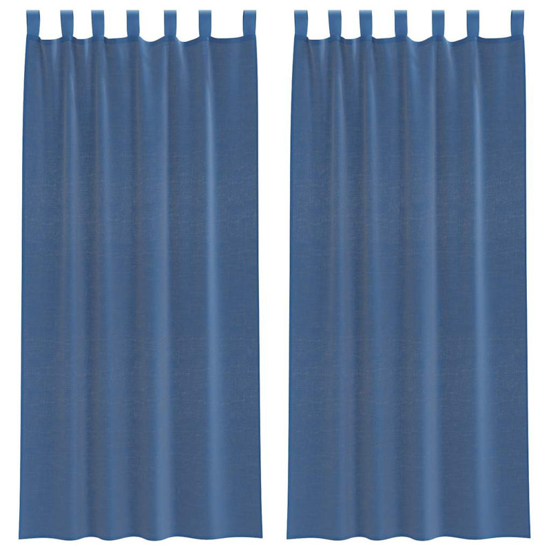 Voile Curtains With Tab Top 2 Pcs, 140cm Width x 245cm Drop, Royal Blue