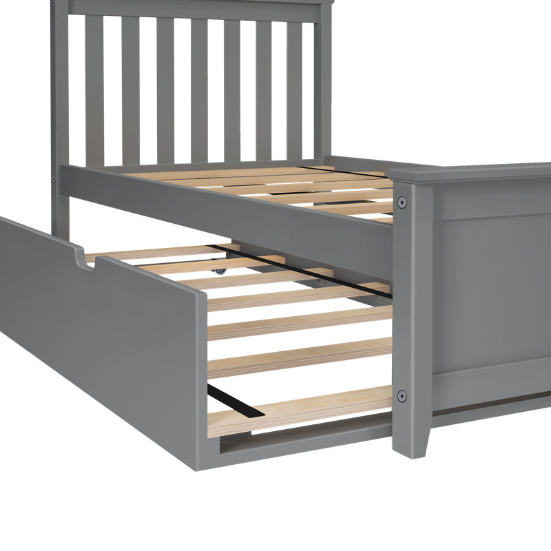 Lit plateforme en bois massif avec lit gigogne Boling par Harriet Bee, Gris, Lit simple