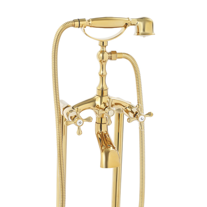 Floor-Mounted Tub Filler, Gold