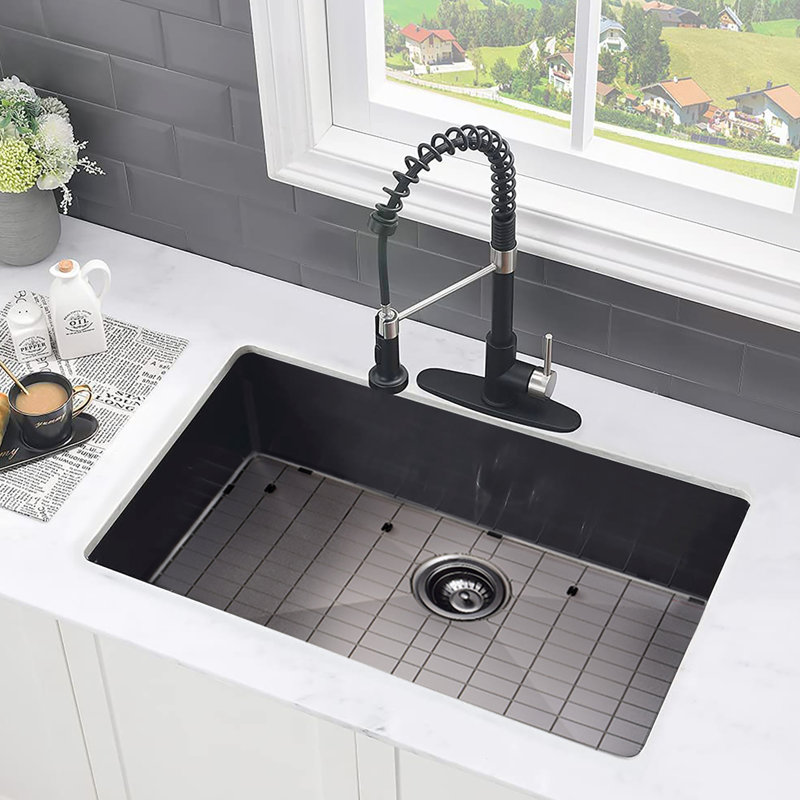 30" Undermount Kitchen Sink - Stainless Steel 18 Gauge, Sound Dampening, Heat , Stain & Scratch Rust , Deep Basin, X Groove Drainage, 3.5" Drain Opening Soundproof, Heatproof, Stainproof,