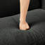 Canapé modulaire 4 places en tissu bouclé gris foncé avec pieds en forme de coquillage modernes, amovibles et souples, offrant un soutien confortable-121361707