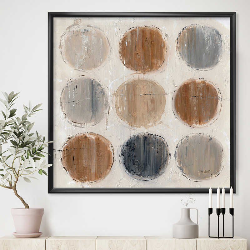 « geometric circle natural balance ii »-image image sur toile, H 16 po x l 16 po x P 1 po, Cadre noir