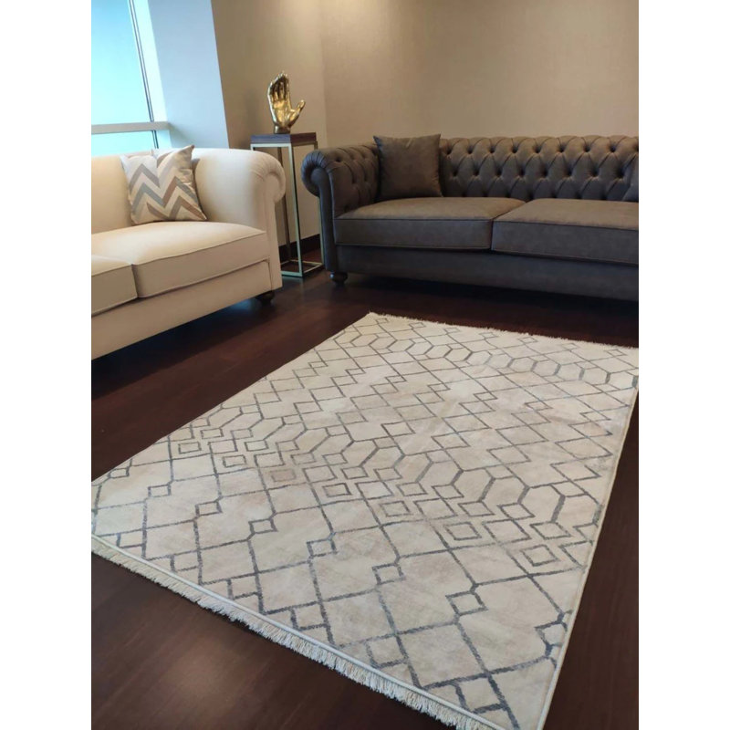 Tapis en coton avec envers antidérapant Larine, Rectangle 3 pi 3 po x 9 pi 10 po