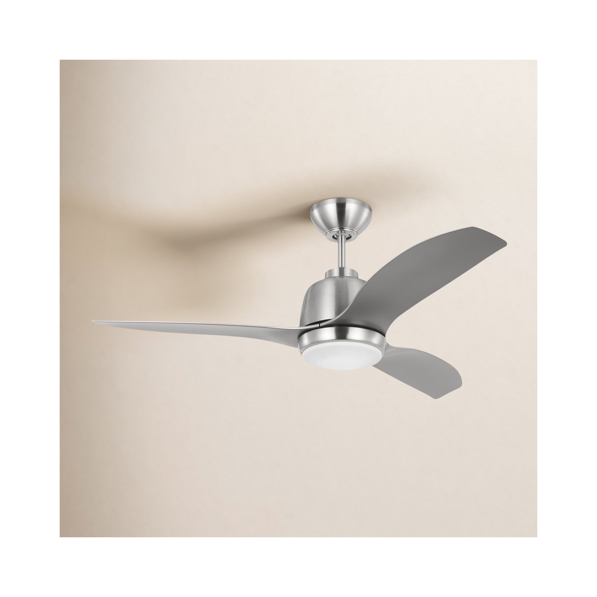 44'' Ceiling Fan with LED Light Kit, Silver, Brushed Steel, 15.18" H x 44" W x 44" D