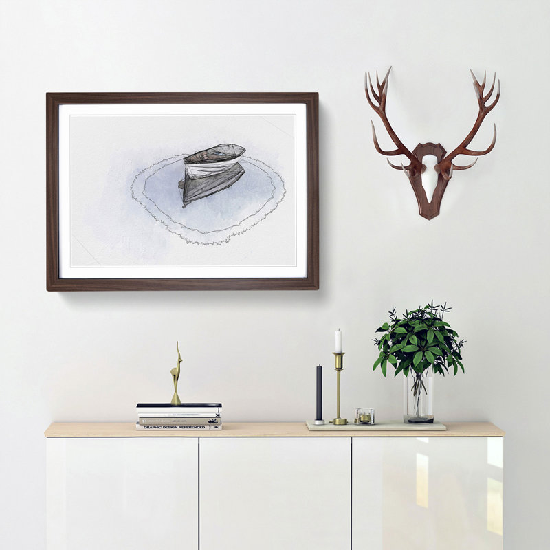 Reflection of a Boat in Abstract - Picture Frame Graphic Art Print, 62cm H x 87cm W x 2cm D, Walnut Framed