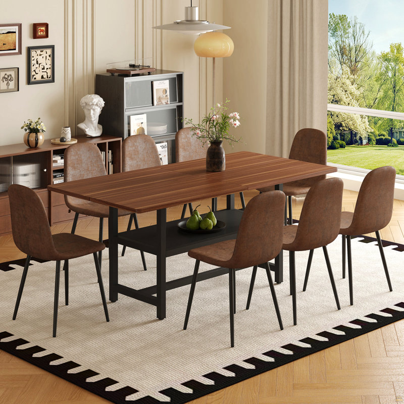 Ensemble de table et chaises, 9 pièces : table, 8 chaises, Noyer
