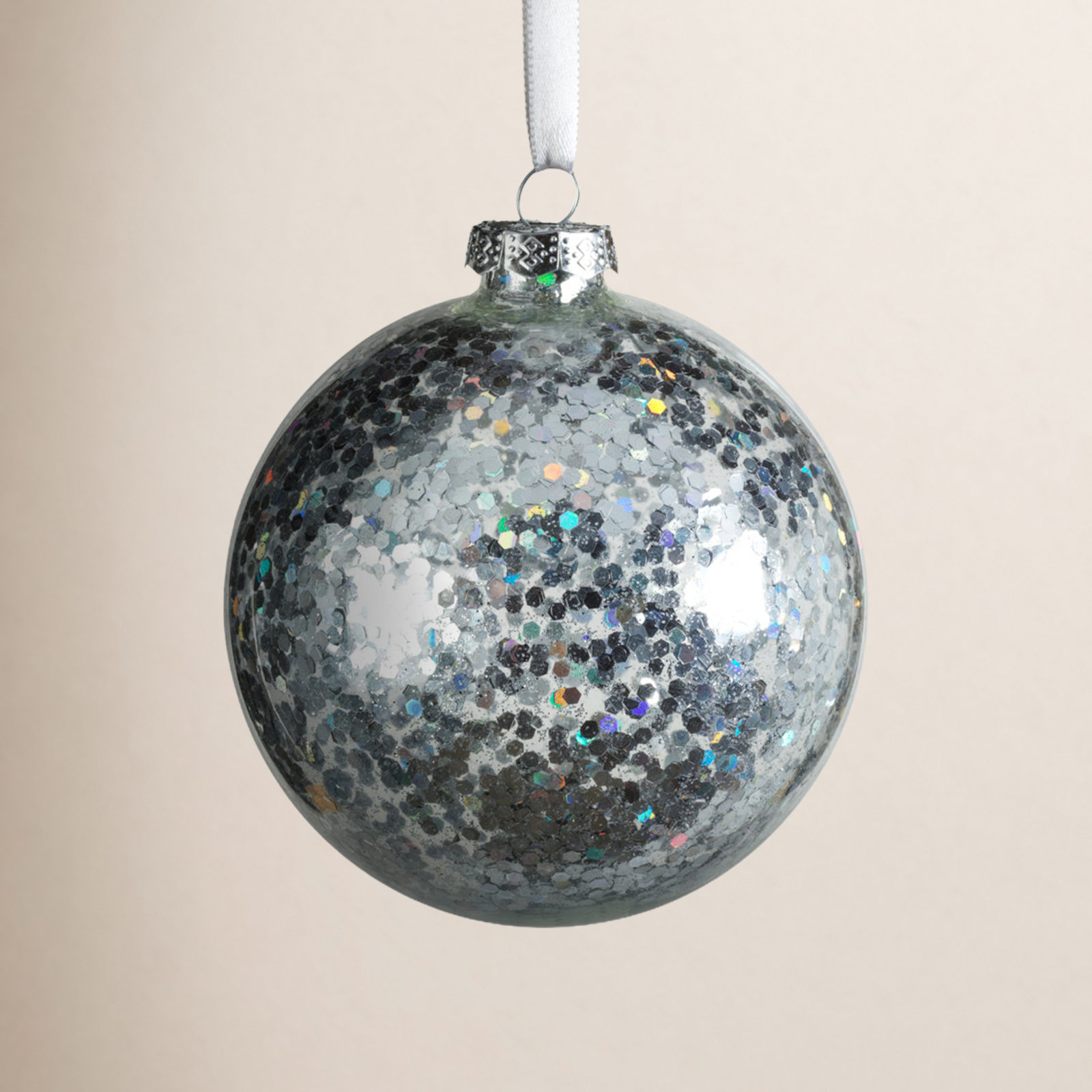 Corvell Bauble, 4" H x 4" W x 4" D, Silver