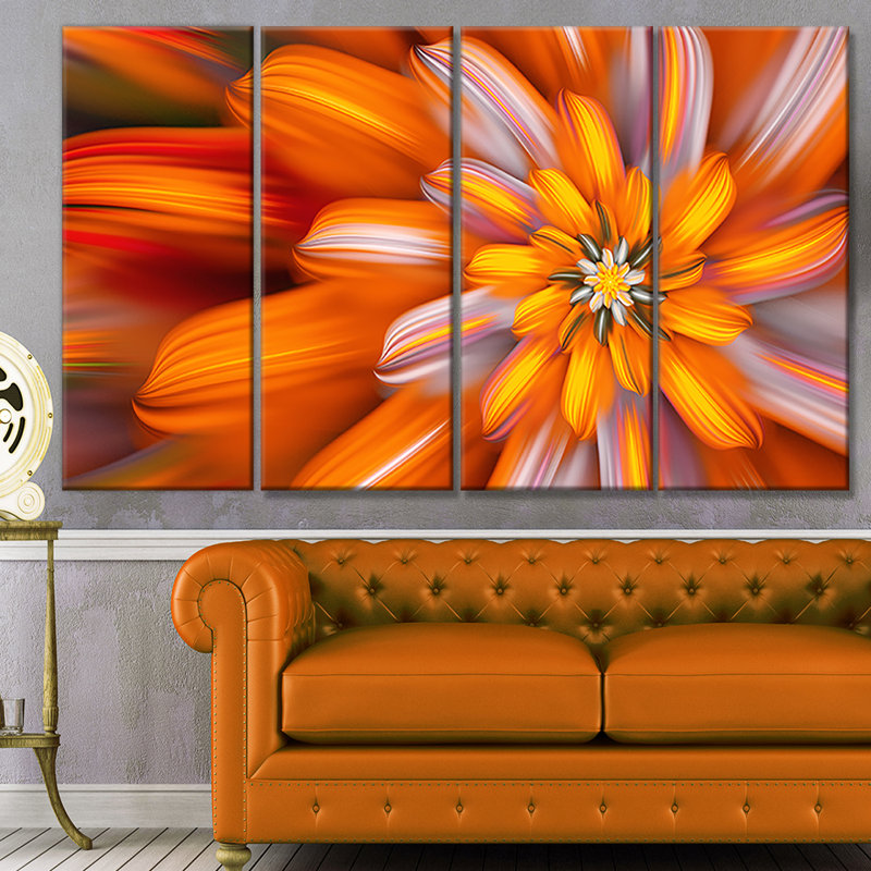 « massive orange fractal fleur », impression à multiples images sur toile