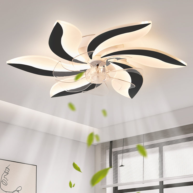 Itsaso 26.8''Ceiling Fan Light Dimmable LED，6 Gear Speed with Remote Control & APP, Black