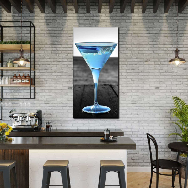 " Pop Blue Martini " by SodaPopArt, 36" H x 18" W x 1.25" D