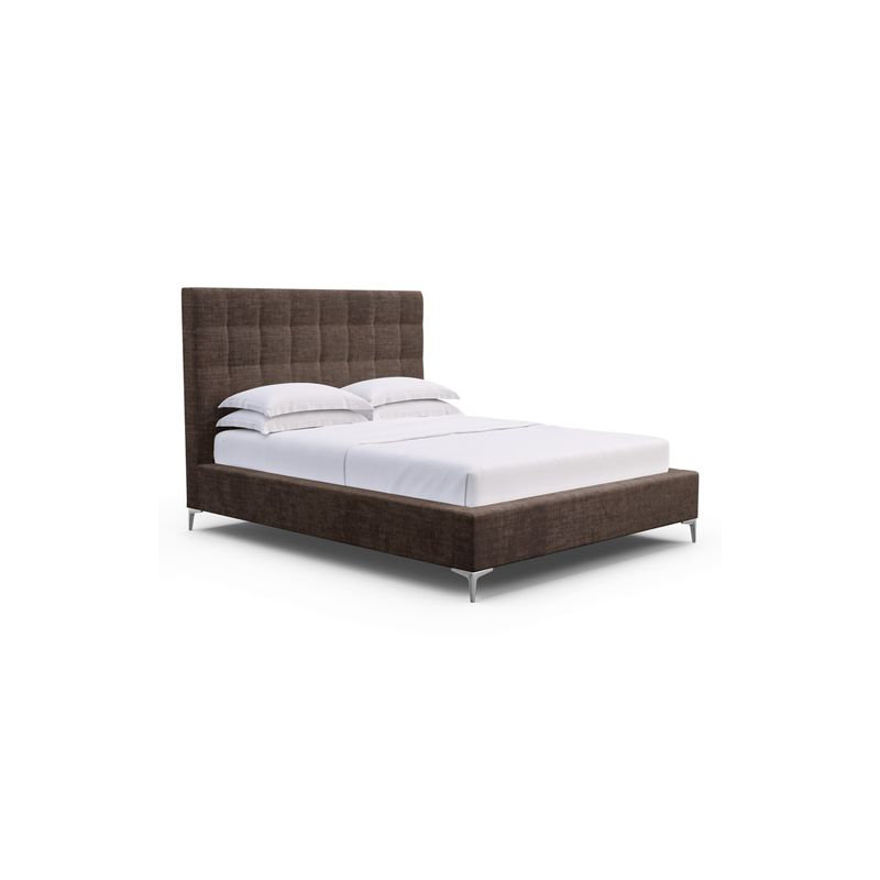 Bryant Upholstered Bed, Box Weave Linen Alabaster, Twin, Ebony