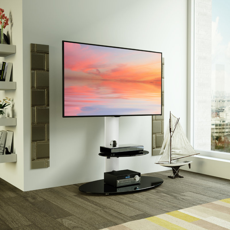 TV Stand for TVs up to 65",  Silver Effect / Black Glass 