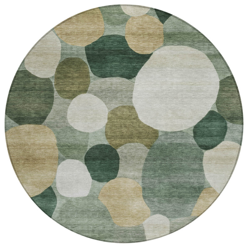 Machine Washable Indoor/Outdoor Chantille ACN2375 Geometric Rug, Round 8'