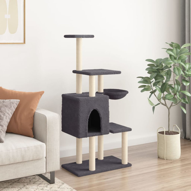 131 cm H Cat Tree / Condo, Dark Grey