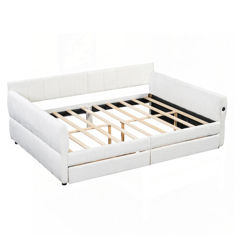 Comfortable Upholstered Platform Bed with Versatile Features for Relaxation, White