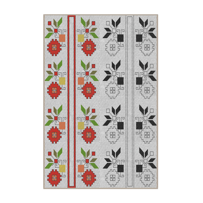 Tapis motif rose/vert/jaune, Rectangle 8 pi x 12 pi