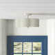 Copper 3 Light Linen Blend Semi Flush Mount