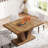 47.24" Walnut Brown Farmhouse Dining Table - Pedestal Base, Seats 4-6