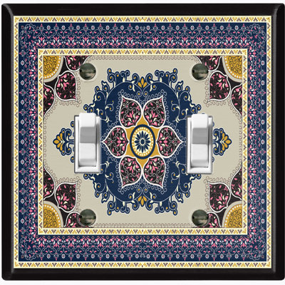 Colorful Elegant Carput Rug Print Nature Themed 2 - Gang Toggle Light Switch Standard Wall Plate