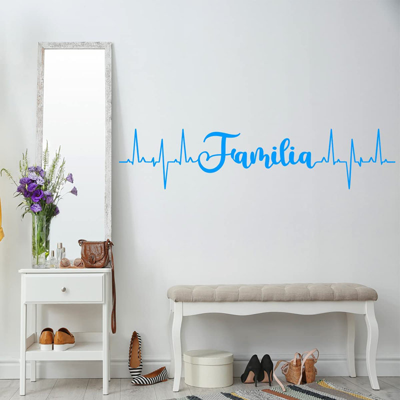 Décalcomanie murale Familia, H 9 po x l 40 po, Bleu ciel
