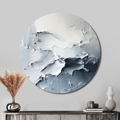 Modern Marble Drift Of Monochrome Ink I - Modern Marble Round Metal Wall Art