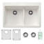 BLANCO 33" 60/40 Double Bowl Drop-In/Undermount Silgranit Kitchen Sink With Cleaner, Sink Grids And Basket Strainers In White-1499005459
