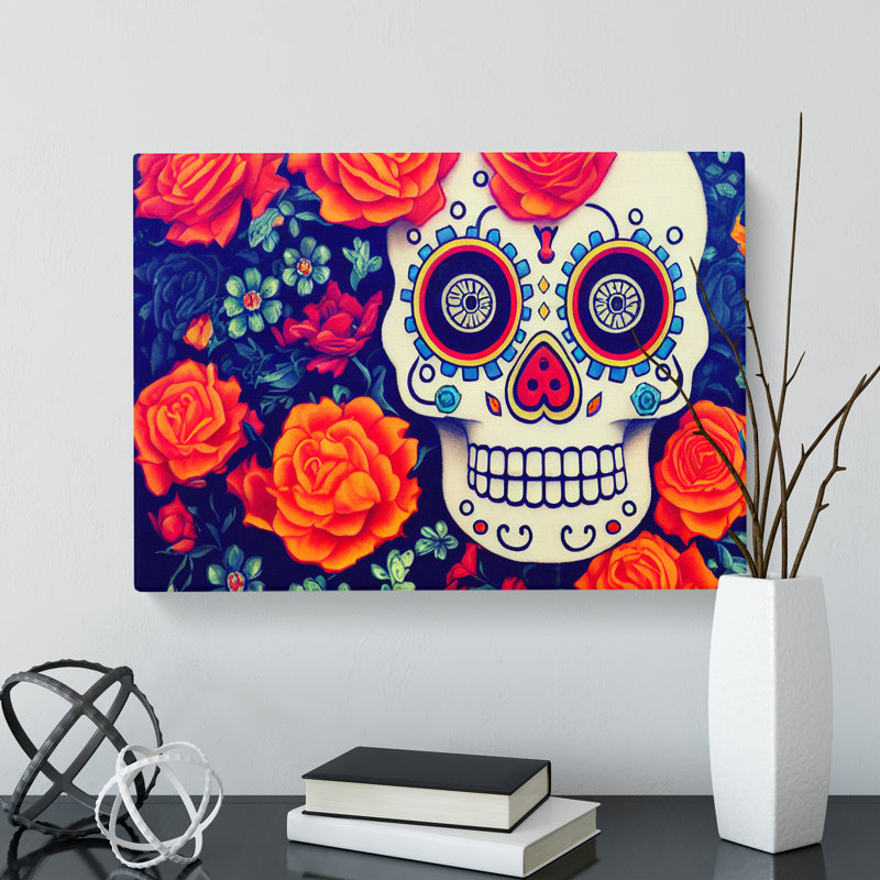 XXX-H1022-WF-10330X Wondrous Floral Sugar Skull - Wrapped Canvas Print