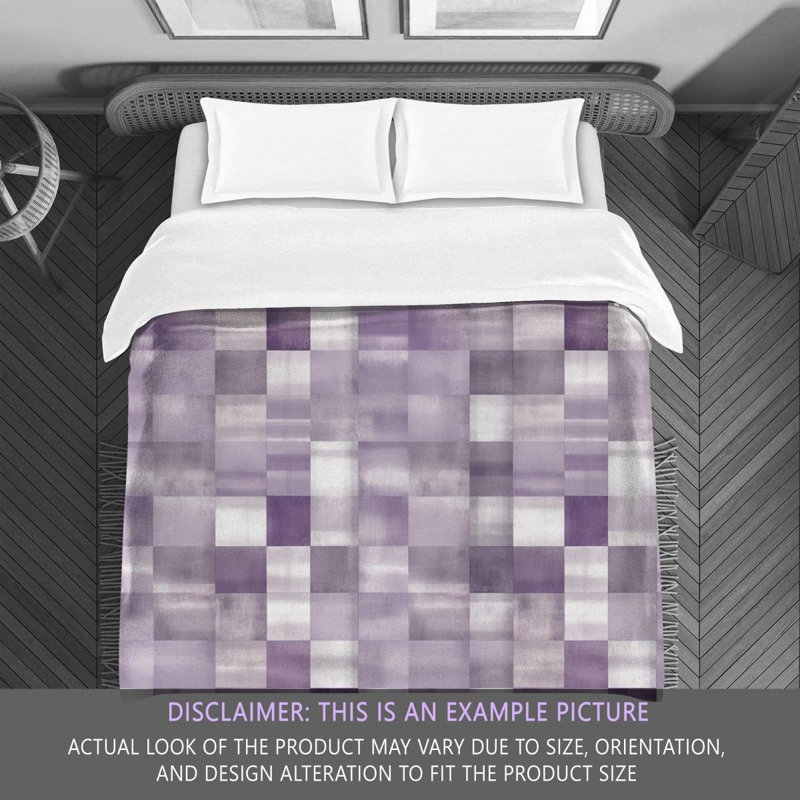 Checkered Comforter, Twin Extra Long Comforter, Purple/Silver Checkered