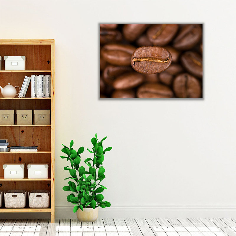 Vue de dessus des grains de café - reproduction d'art sur toile, H 36 po x l 48 po