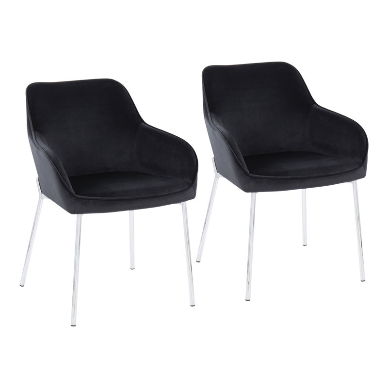 Cyr 19'' H Velvet Upholstered Armchair, Cream, Chrome