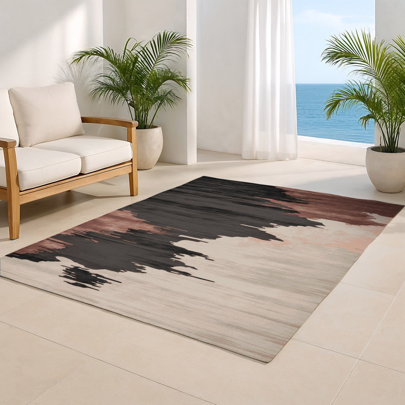 Tapis intérieur et extérieur gris Watercolor, Rectangulaire 2 pi x 3 pi