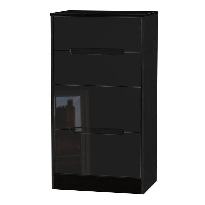 Fully Assembled Vernon 4 Drawer Chest, Black Gloss