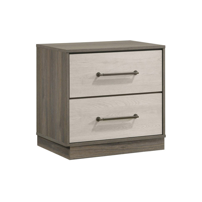 Edmondson Grey Oak 2-Drawer Nightstand, Oak