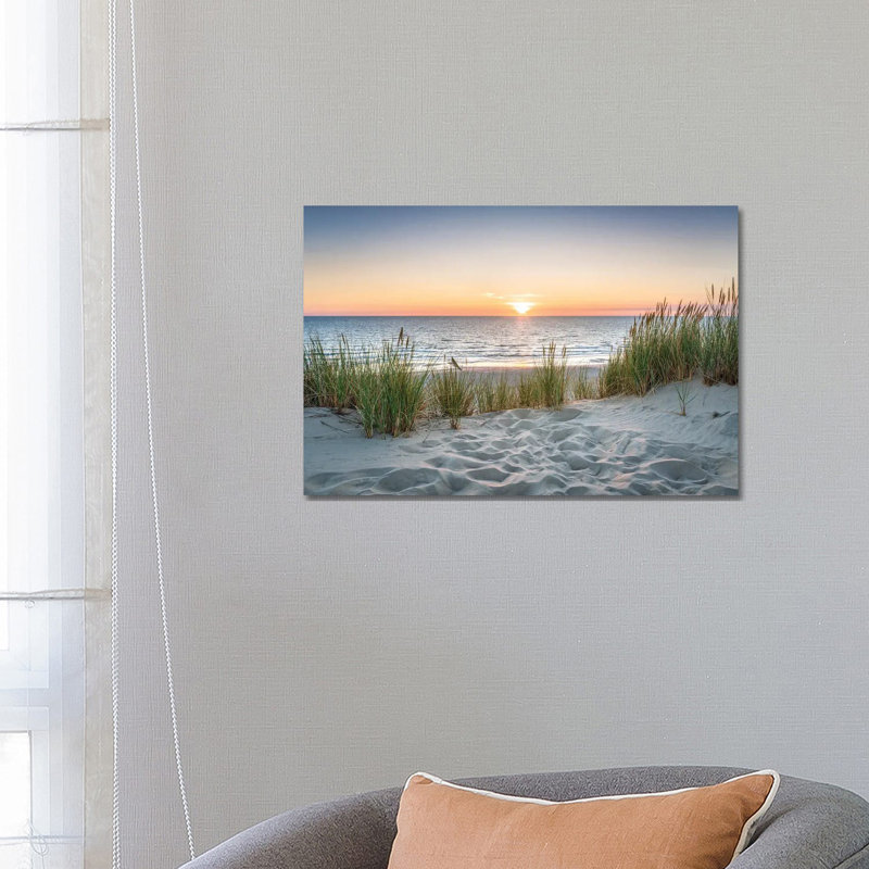 Magnifique coucher de soleil à la plage, impression sur verre acrylique, H 24 po x l 32 po x P 0,25 po