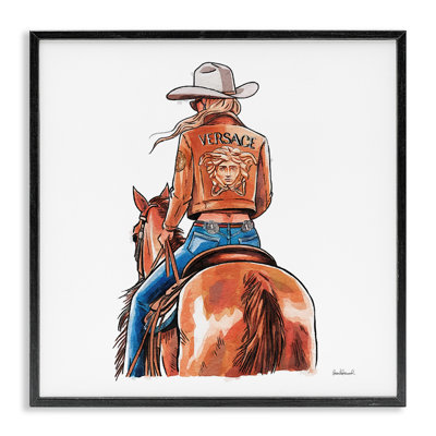 «Glam Cowgirl Jockey», art de la giclée encadrée par Amanda Greenwood
