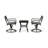 Gray Metal Outdoor Swivel Patio Conversation Set with Square Side Table - 2 Armchairs