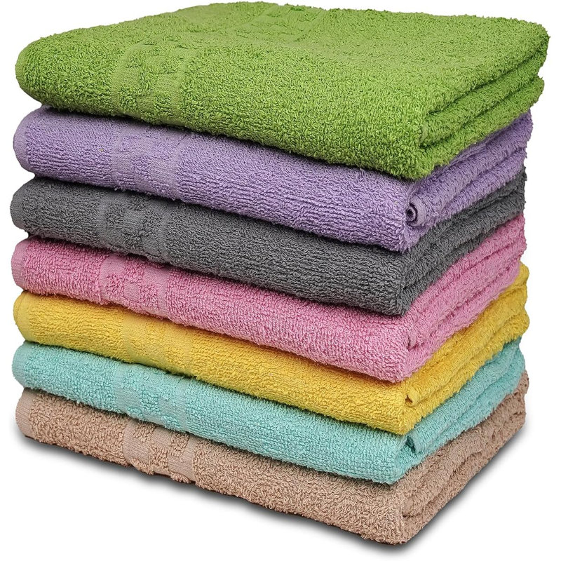 Cotton Bath Towel, Green/Purple/Pink