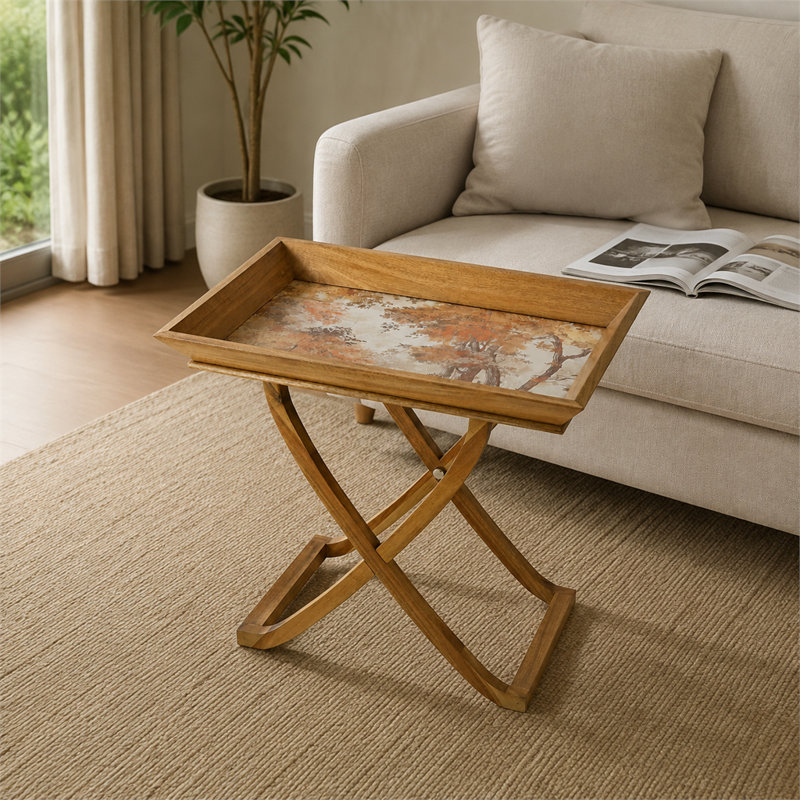 Table d'appoint pliante en acacia