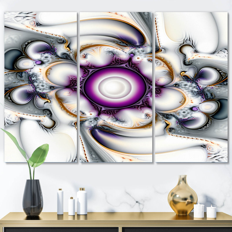 Art mural sur toile fractale, fleur mauve et abstraite - Curissa, H 40 po x l 60 po x P 1 po
