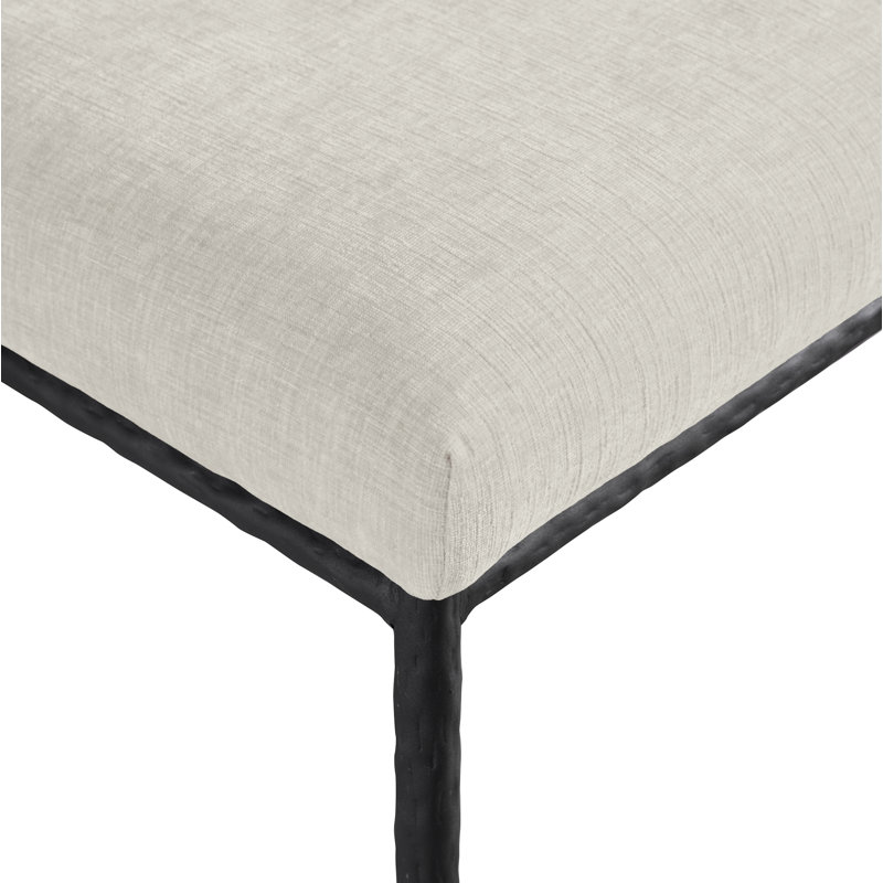 Chaise d'appoint en chenille Reeves, Tissu chenille crème, Noir mat