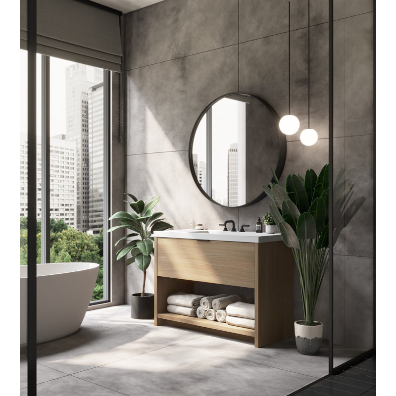 Vista 30" W Freestanding Single Bathroom Vanity, White Gloss, Biondo/Matte Black, 8" Widespread
